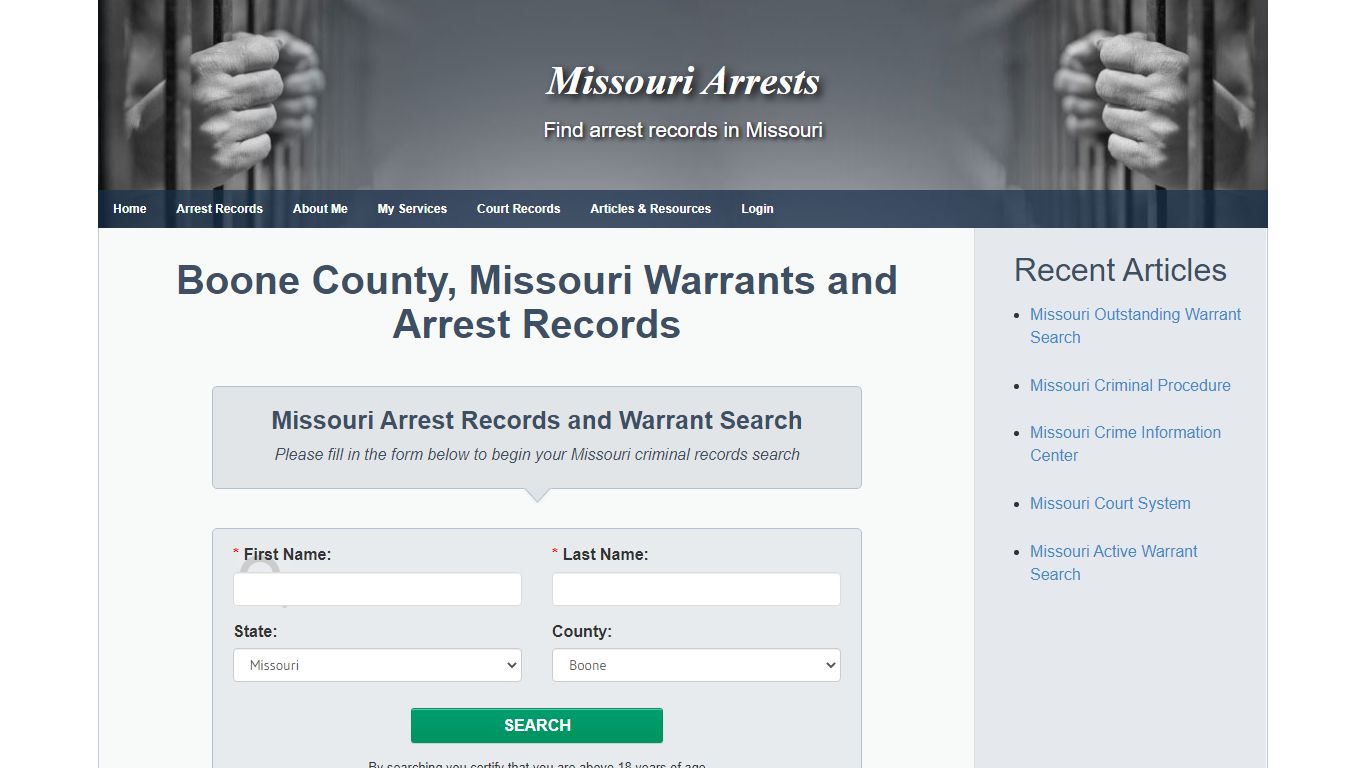 Boone County, Missouri Warrants and Arrest Records