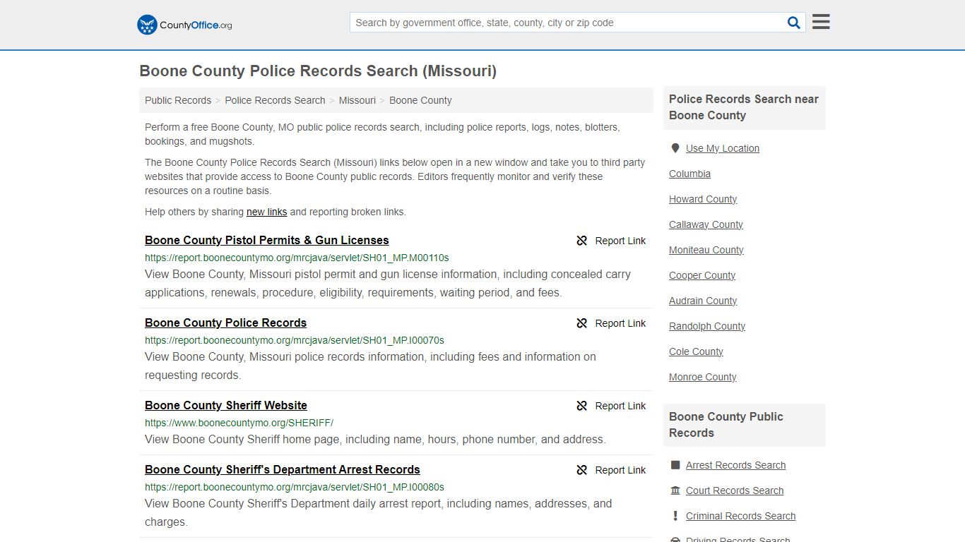 Police Records Search - Boone County, MO (Accidents & Arrest Records)